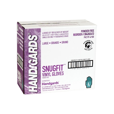 Handgards Handgards Snugfit Powder Free Large Vinyl Glove, PK400 304362413